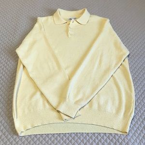 Zara Men’s Terry Yellow Polo Knit Sweater